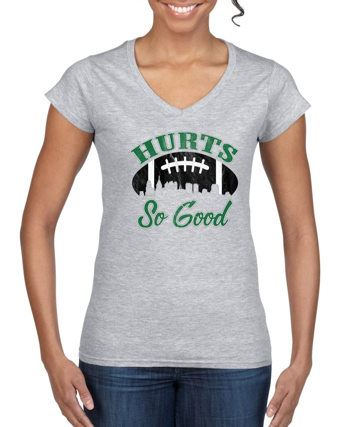 Grease The Poles Broad Street Phil Football Sports Womens Standard V-Neck Tee