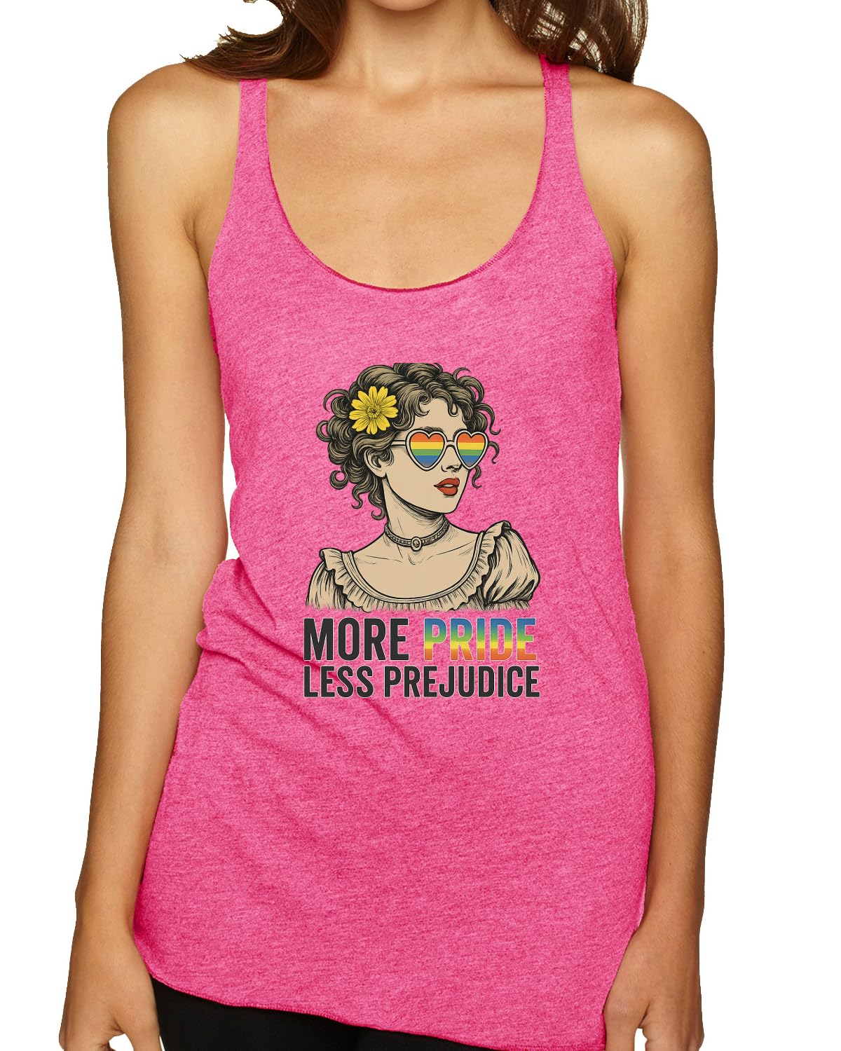 More Pride Less Prejudice Lesbian Gay Bi Trans Pride LGBT Pride Tri-Blend Racerback Tank Top