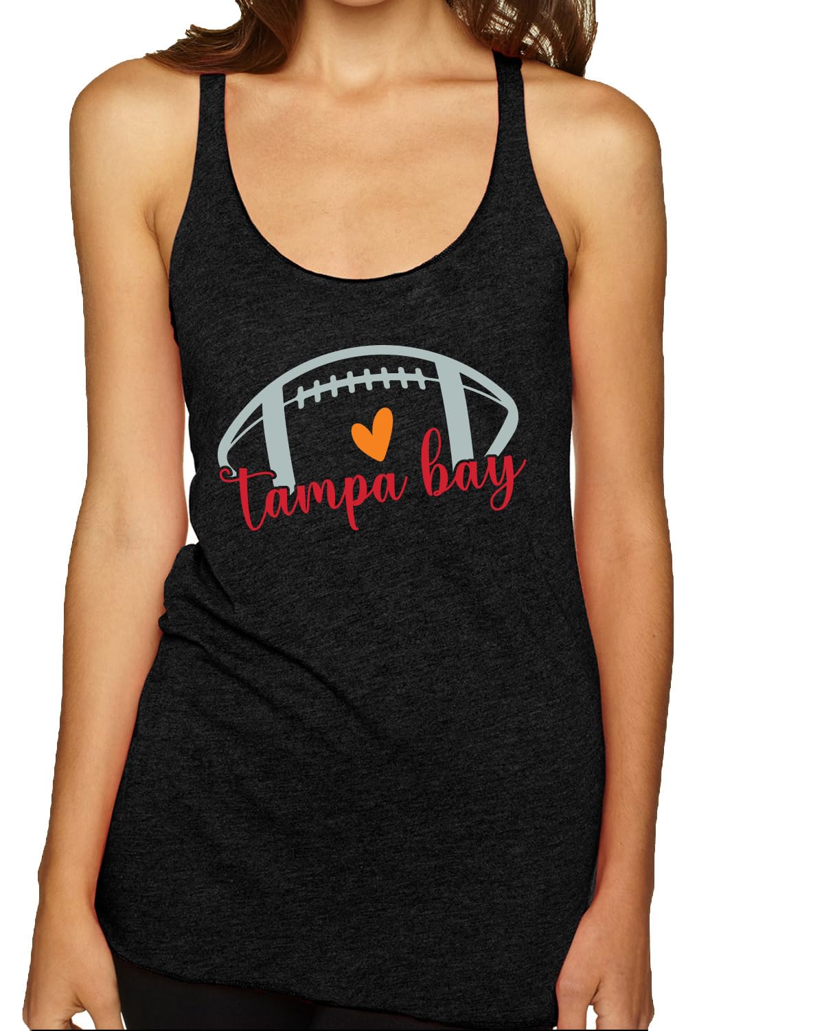Football Hometown Fan Heart Script Writing Sports Tri-Blend Racerback Tank Top