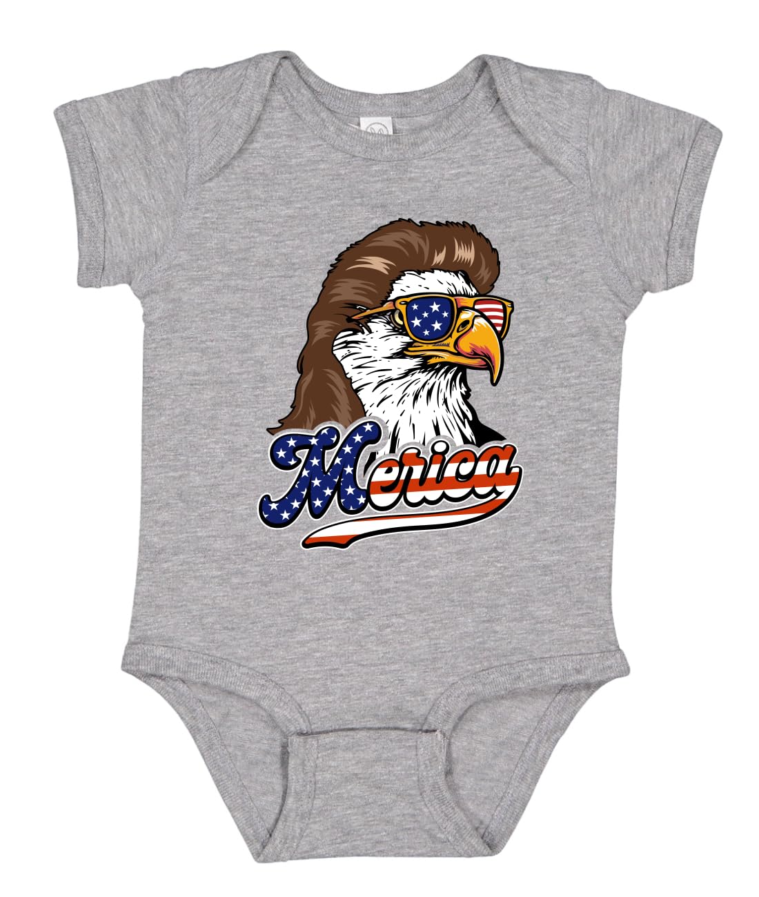 American Bald Eagle Mullet Glasses American Pride Baby Creeper Boys Girls Infant Bodysuit