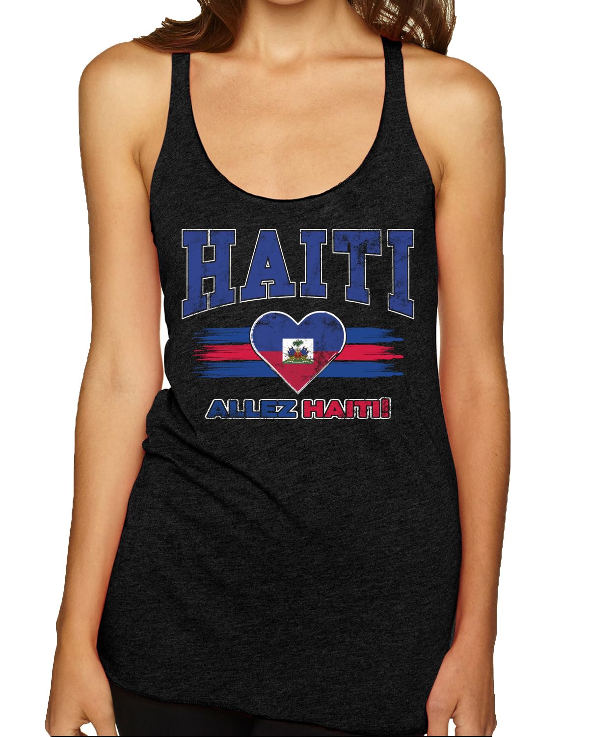 Flag Heart Soccer Fan | Women's Novelty Shirt | Game Day Gift for Her Tri-Blend Racerback Tank Top