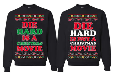 Die Hard is a Not Christmas Movie | McClane Nakatomi Matching His and Hers Couples Sweatshirt Ugly Christmas Matching Couple