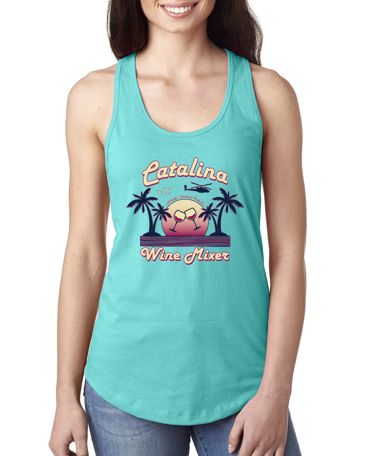 Funny Catalina Wine Mixer Island Pop Culture Ladies Racerback Tank Top
