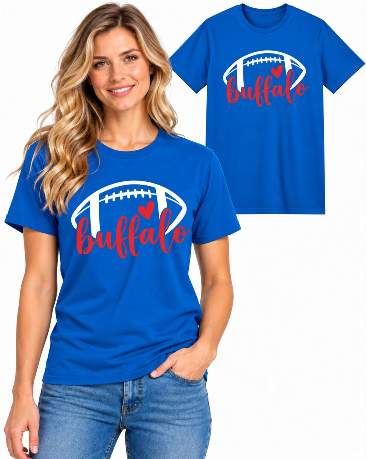 Womens Football Fan Cotton Tee Graphic We love City T Shirt
