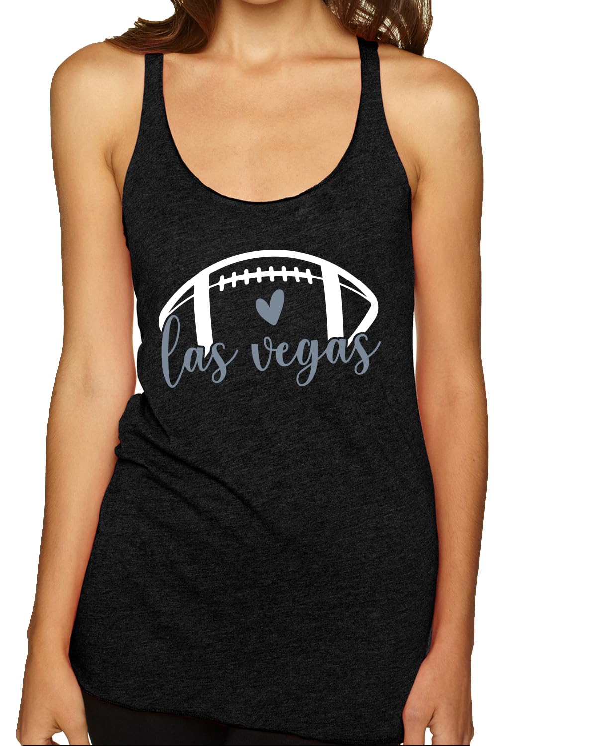 Football Hometown Fan Heart Script Writing Sports Tri-Blend Racerback Tank Top