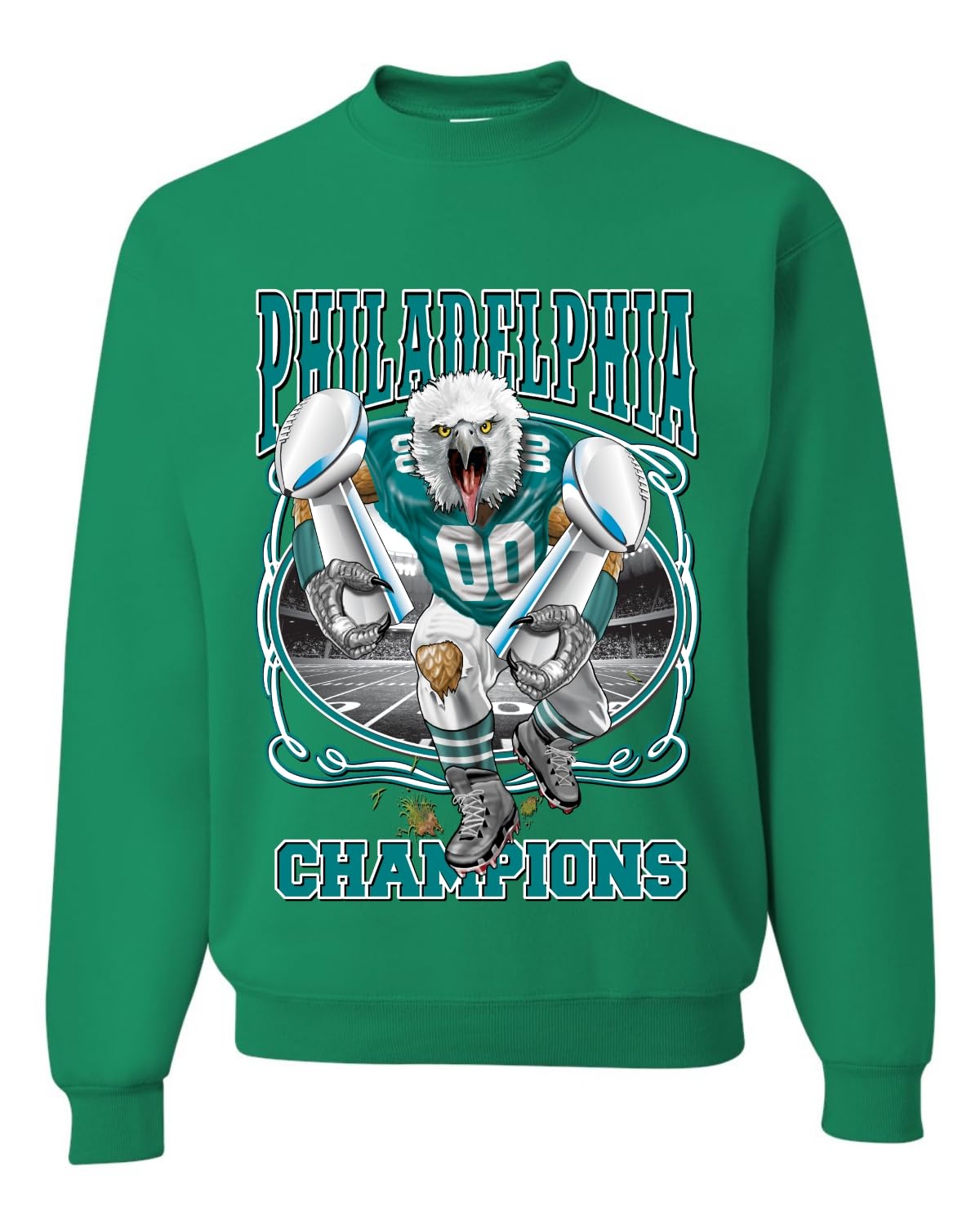 PHI Fantasy Football Sports Fan Pullover Soft Cotton Blend Graphic Unisex Crewneck Sweatshirt