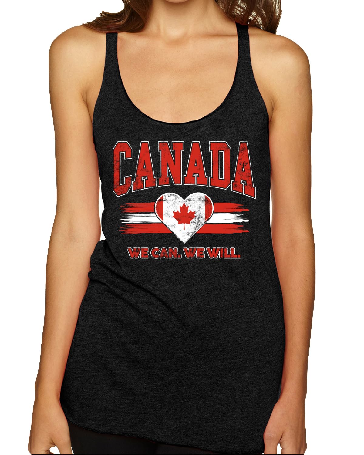 Flag Heart Soccer Fan | Women's Novelty Shirt | Game Day Gift for Her Tri-Blend Racerback Tank Top