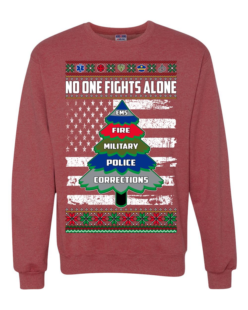 No One Fights Alone First Responder Hoodie Dispatcher EMS Corrections Police Fire Military Unisex Crewneck Sweatshirt
