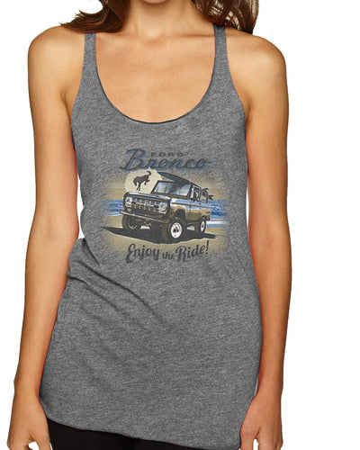 Classic Vintage Ford Bronco Enjoy The Ride Cars and Trucks Tri-Blend Racerback Tank Top