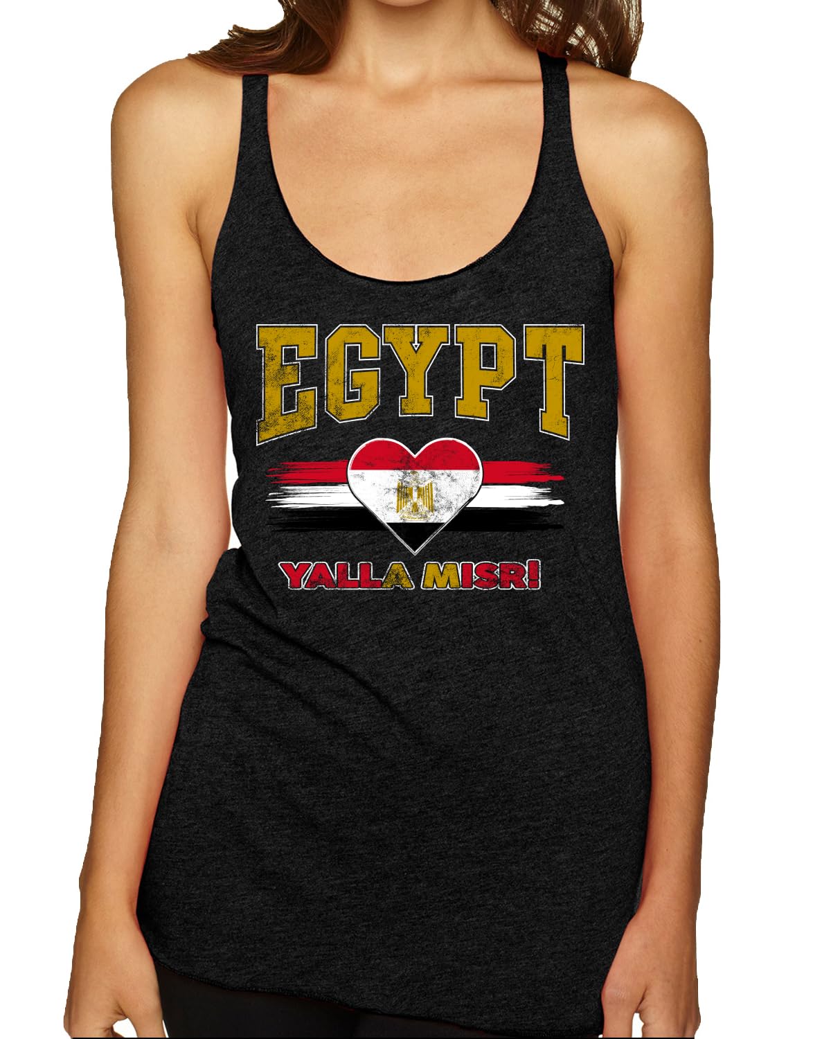 Flag Heart Soccer Fan | Women's Novelty Shirt | Game Day Gift for Her Tri-Blend Racerback Tank Top