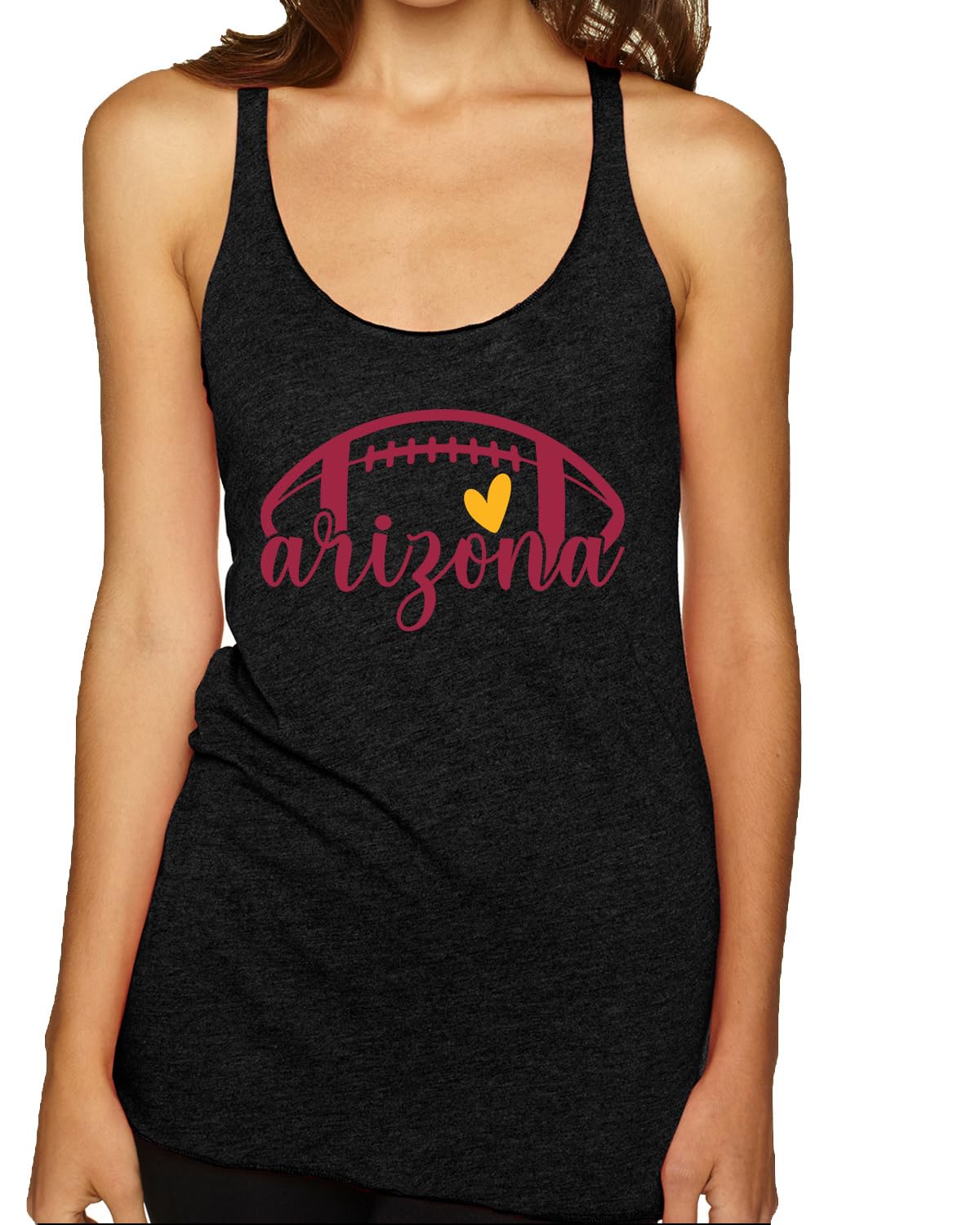 Football Hometown Fan Heart Script Writing Sports Tri-Blend Racerback Tank Top