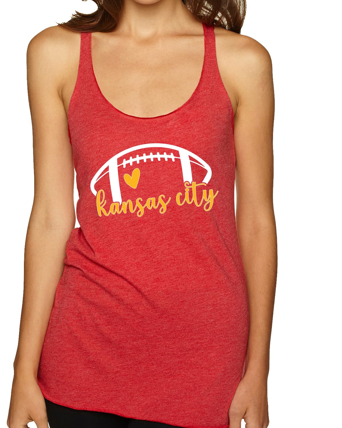 Football Hometown Fan Heart Script Writing Sports Tri-Blend Racerback Tank Top