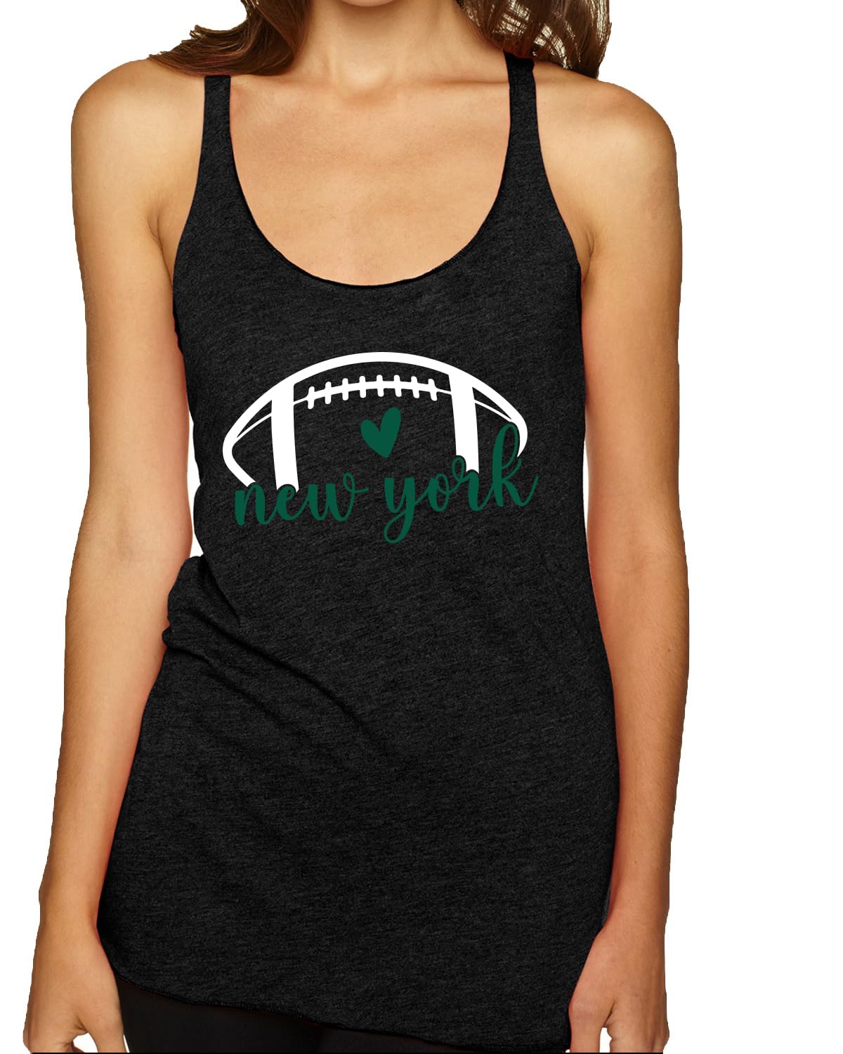 Football Hometown Fan Heart Script Writing Sports Tri-Blend Racerback Tank Top