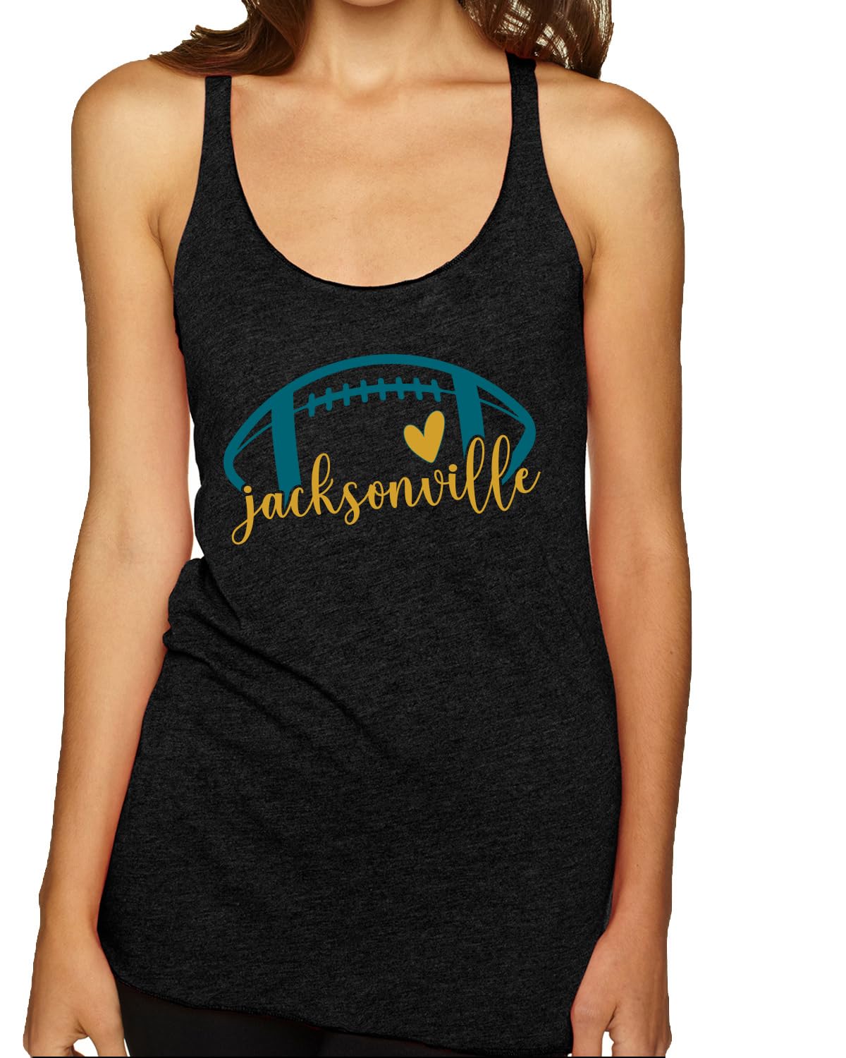 Football Hometown Fan Heart Script Writing Sports Tri-Blend Racerback Tank Top