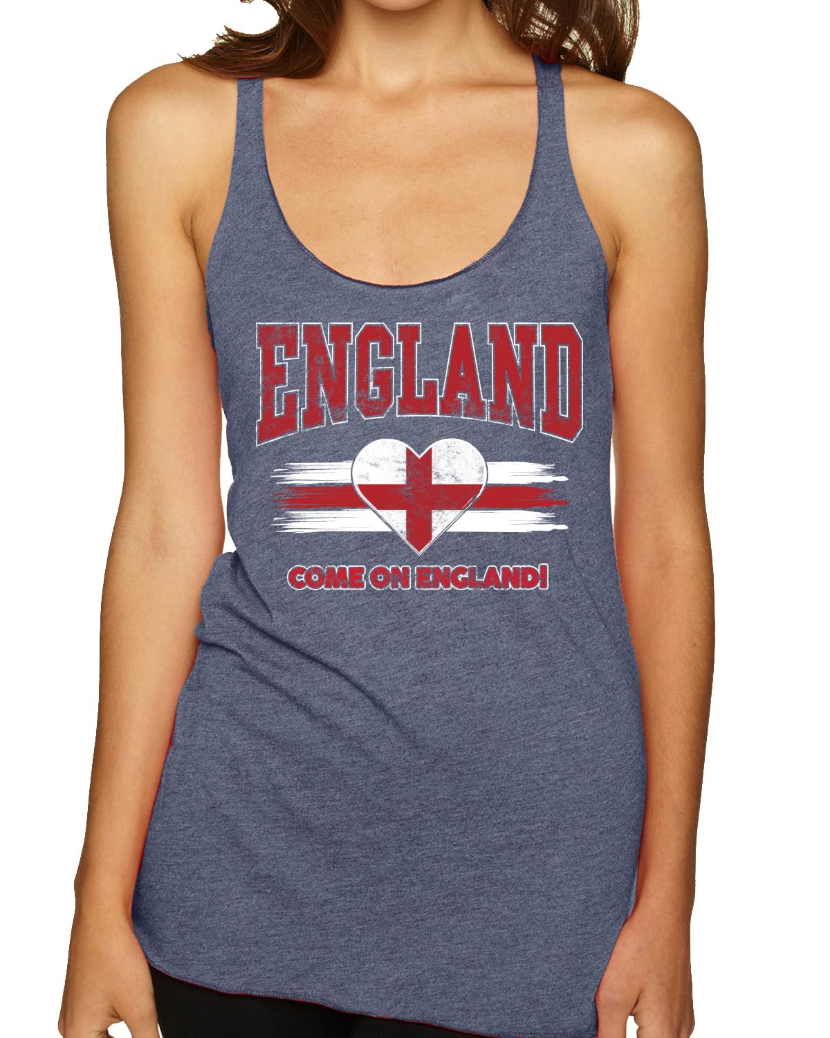 Flag Heart Soccer Fan | Women's Novelty Shirt | Game Day Gift for Her Tri-Blend Racerback Tank Top
