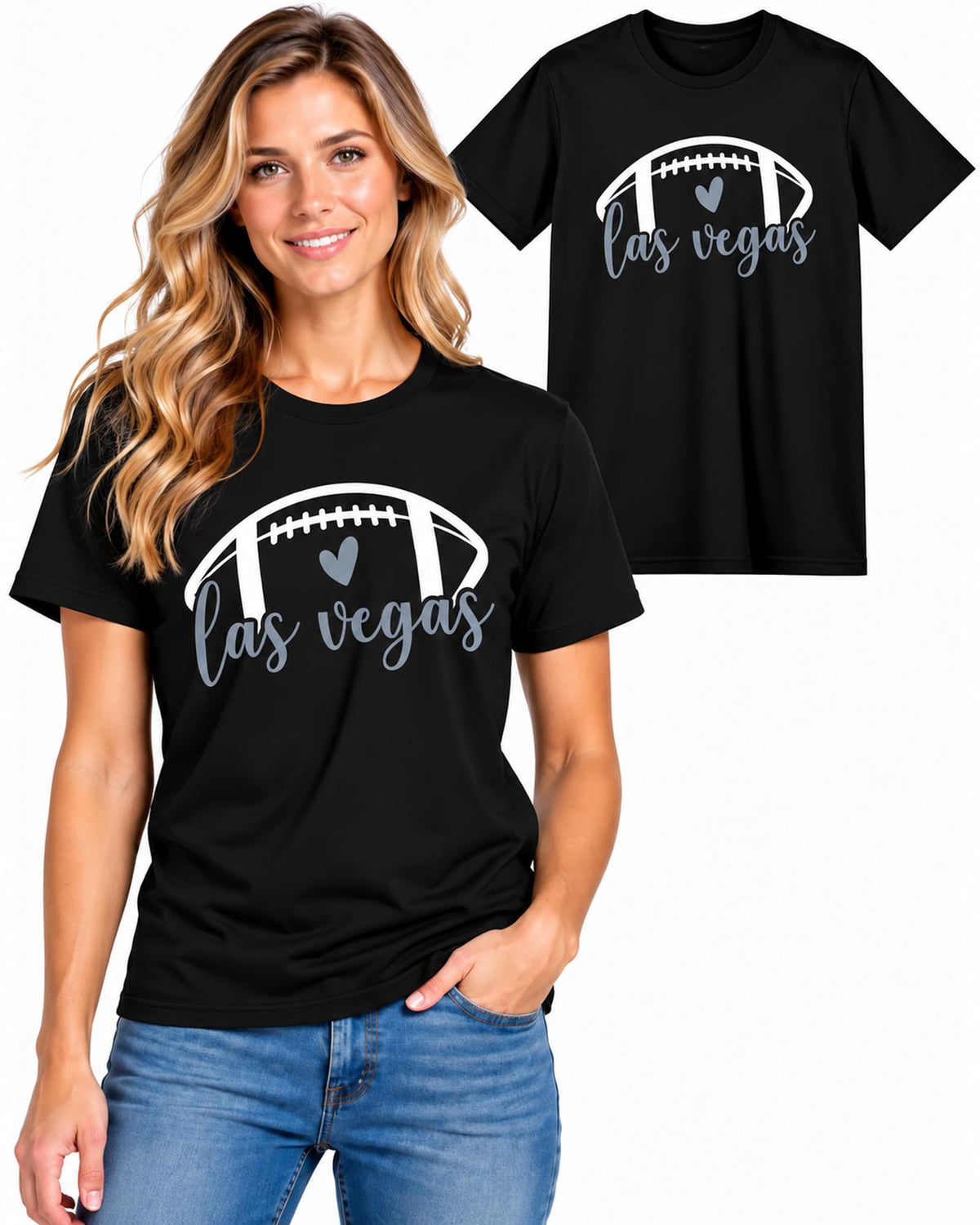 Womens Football Fan Cotton Tee Graphic We love City T Shirt