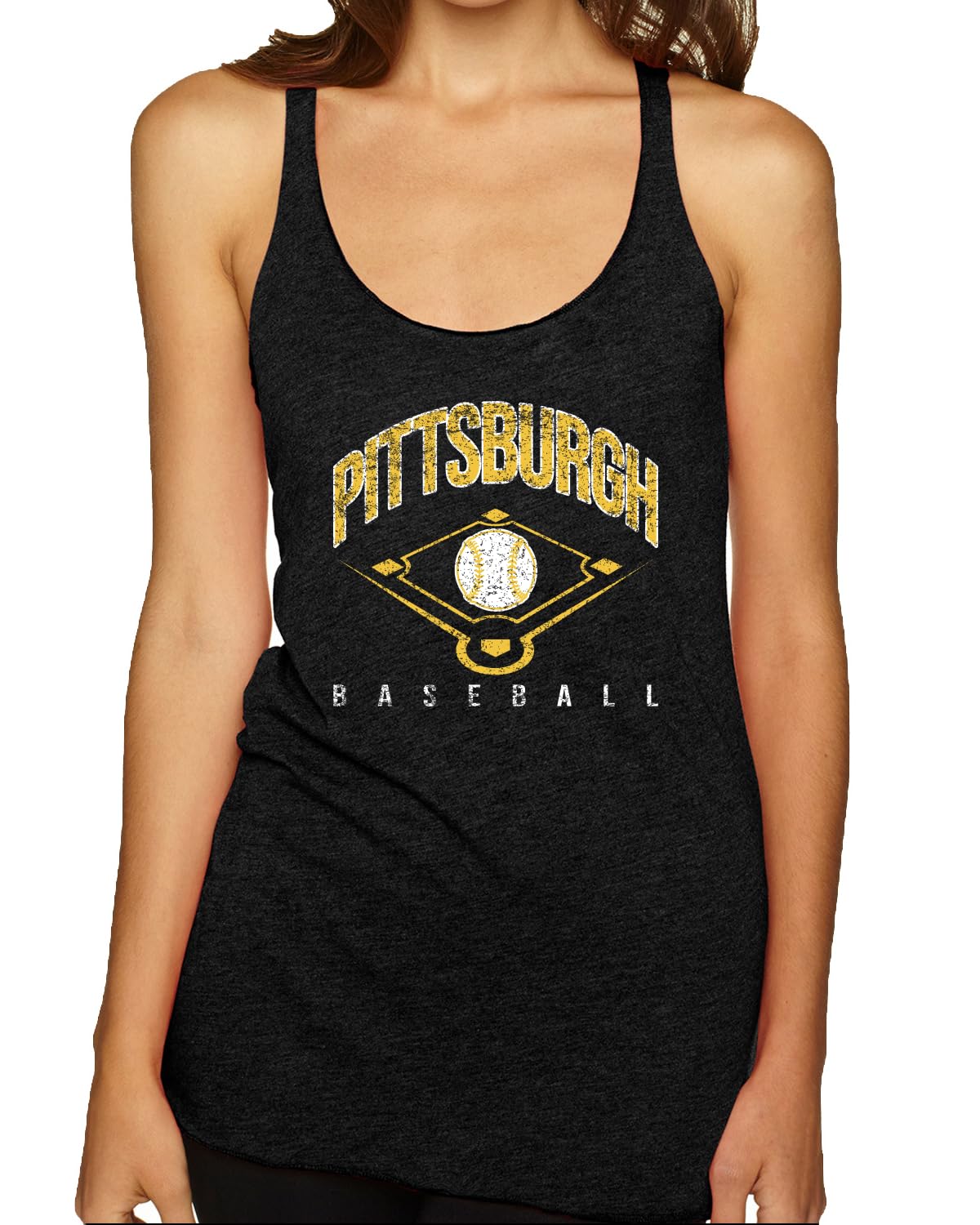 American Baseball Fan Vintage Distressed Field Sports Gift Tri-Blend Racerback Tank