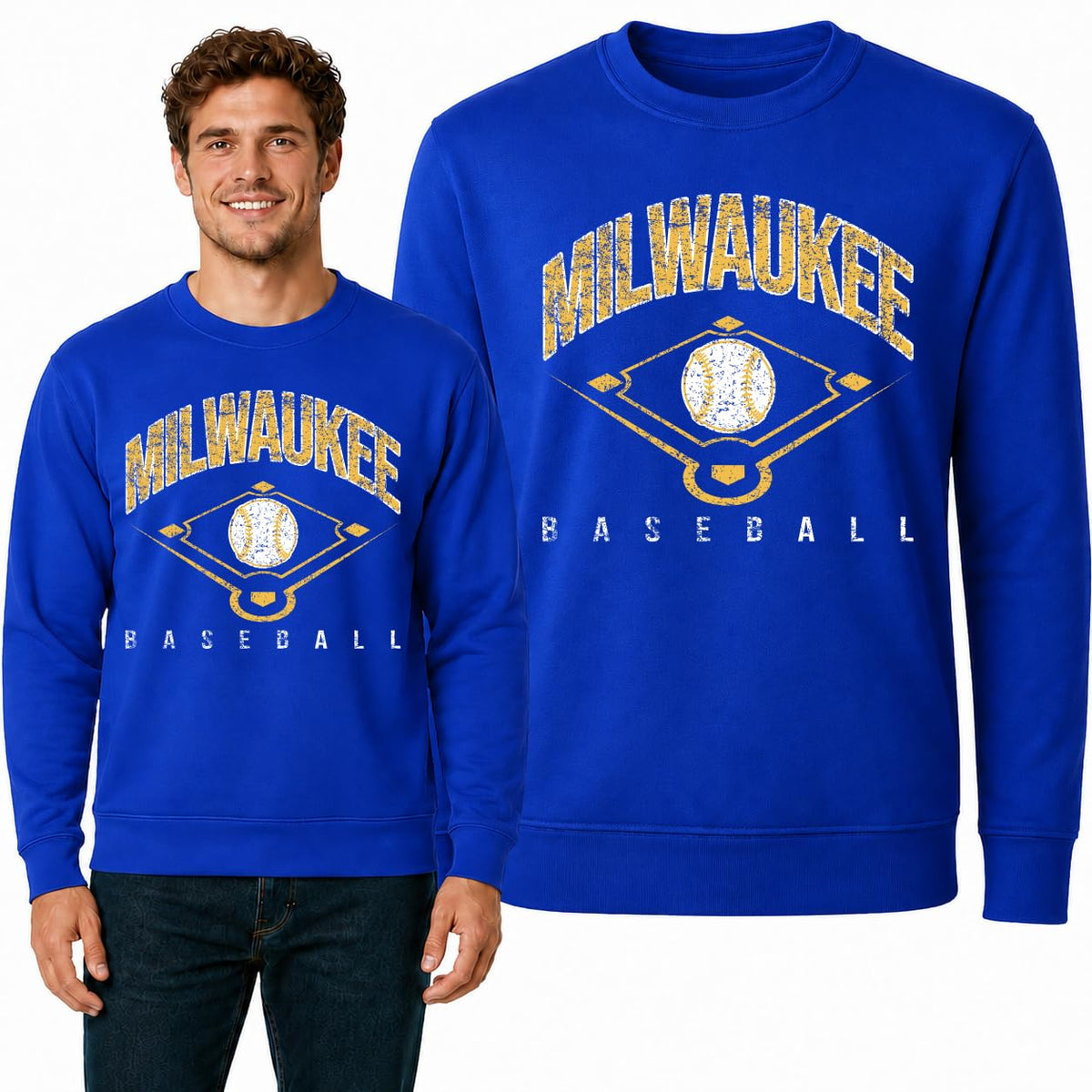 Milwaukee Fan Crewneck Sweatshirt Mens Graphic Sweatshirt