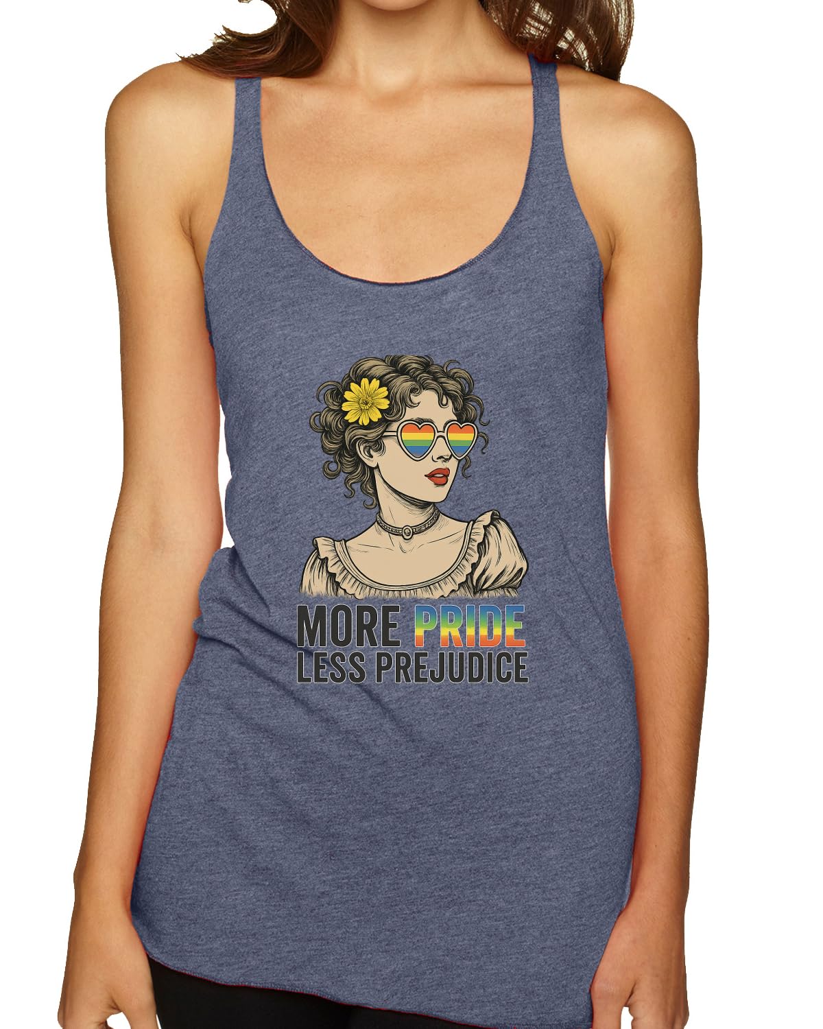 More Pride Less Prejudice Lesbian Gay Bi Trans Pride LGBT Pride Tri-Blend Racerback Tank Top