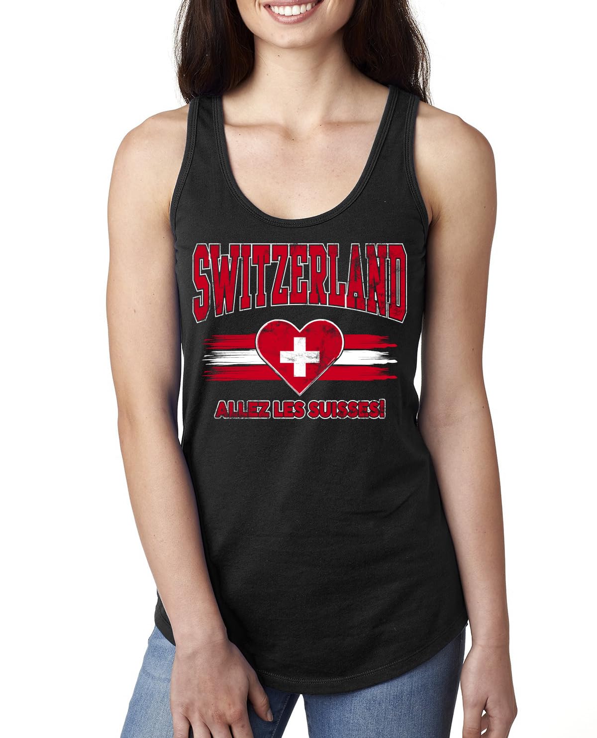 Flag Heart Soccer Fan, Women's Novelty Shirt, Game Day Gift for Her Racerback Tank Top