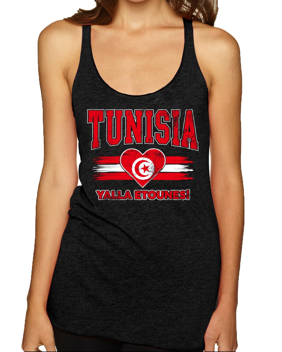 Flag Heart Soccer Fan | Women's Novelty Shirt | Game Day Gift for Her Tri-Blend Racerback Tank Top
