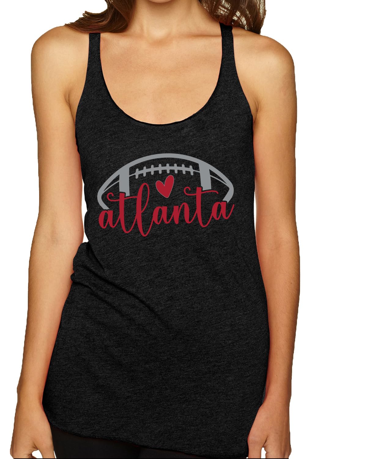 Football Hometown Fan Heart Script Writing Sports Tri-Blend Racerback Tank Top