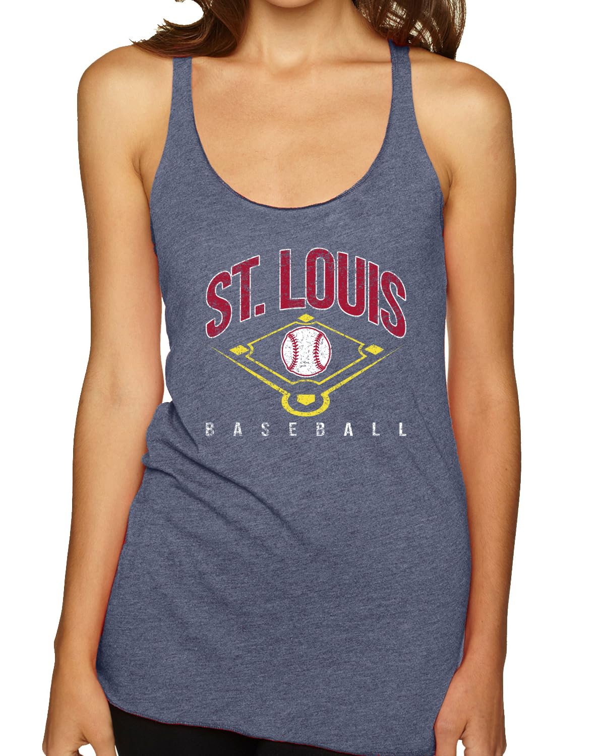 American Baseball Fan Vintage Distressed Field Sports Gift Tri-Blend Racerback Tank