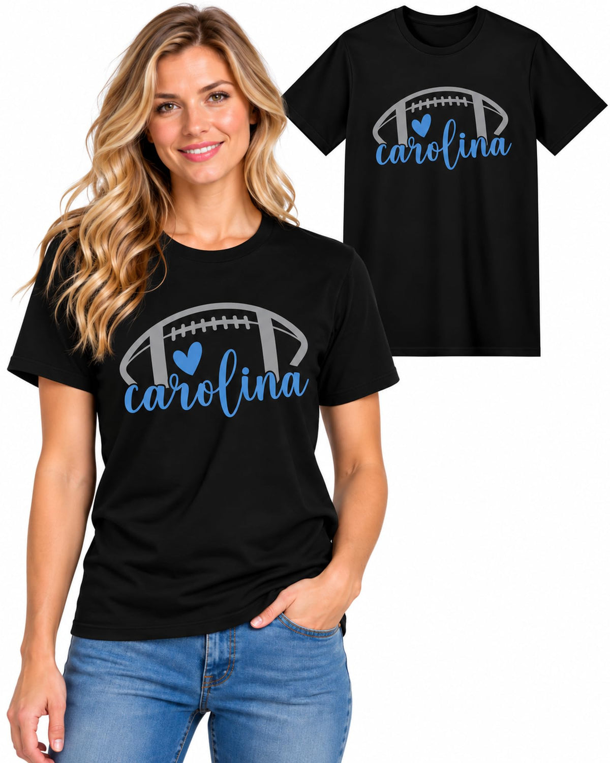 Womens Football Fan Cotton Tee Graphic We love City T Shirt