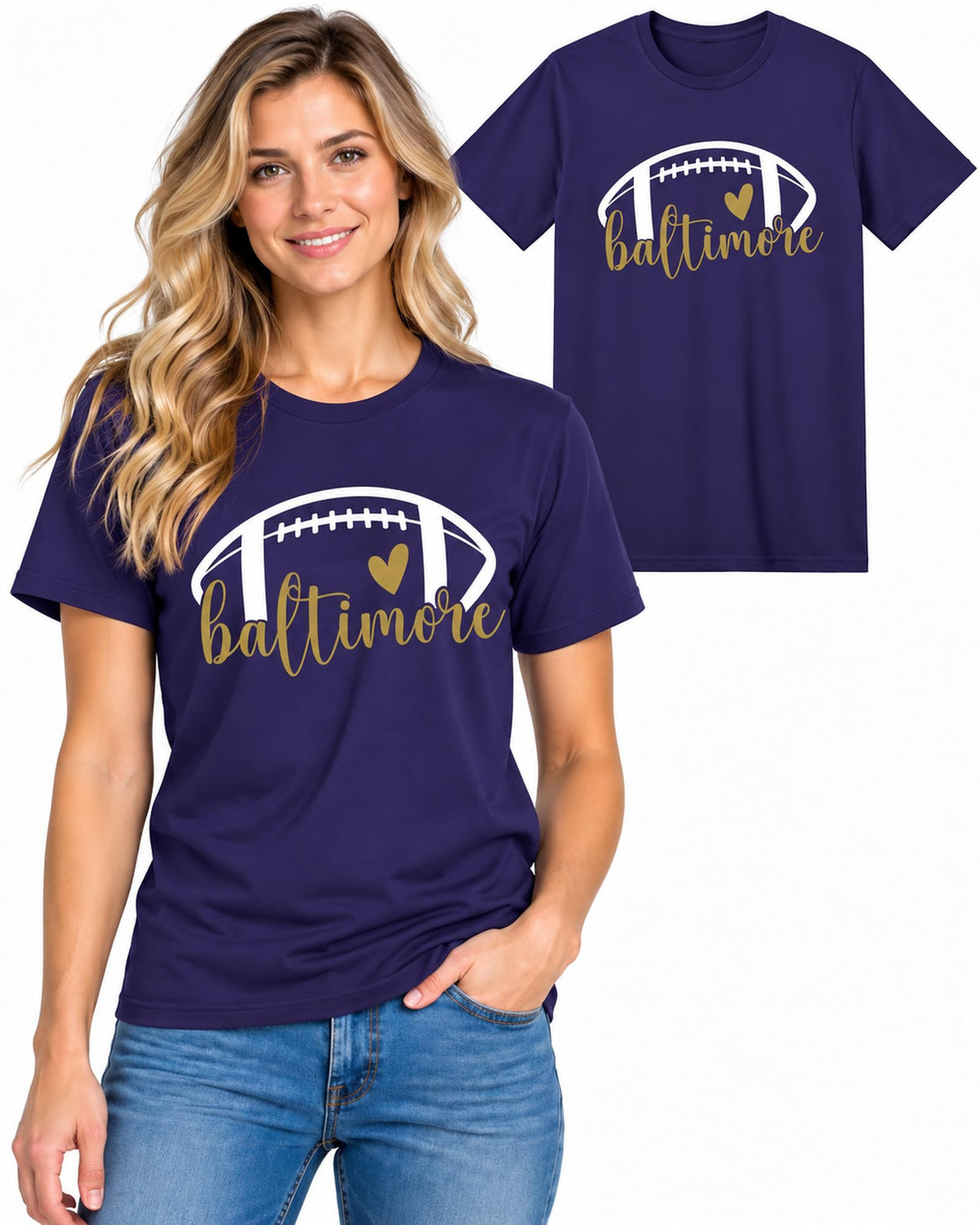 Womens Football Fan Cotton Tee Graphic We love City T Shirt