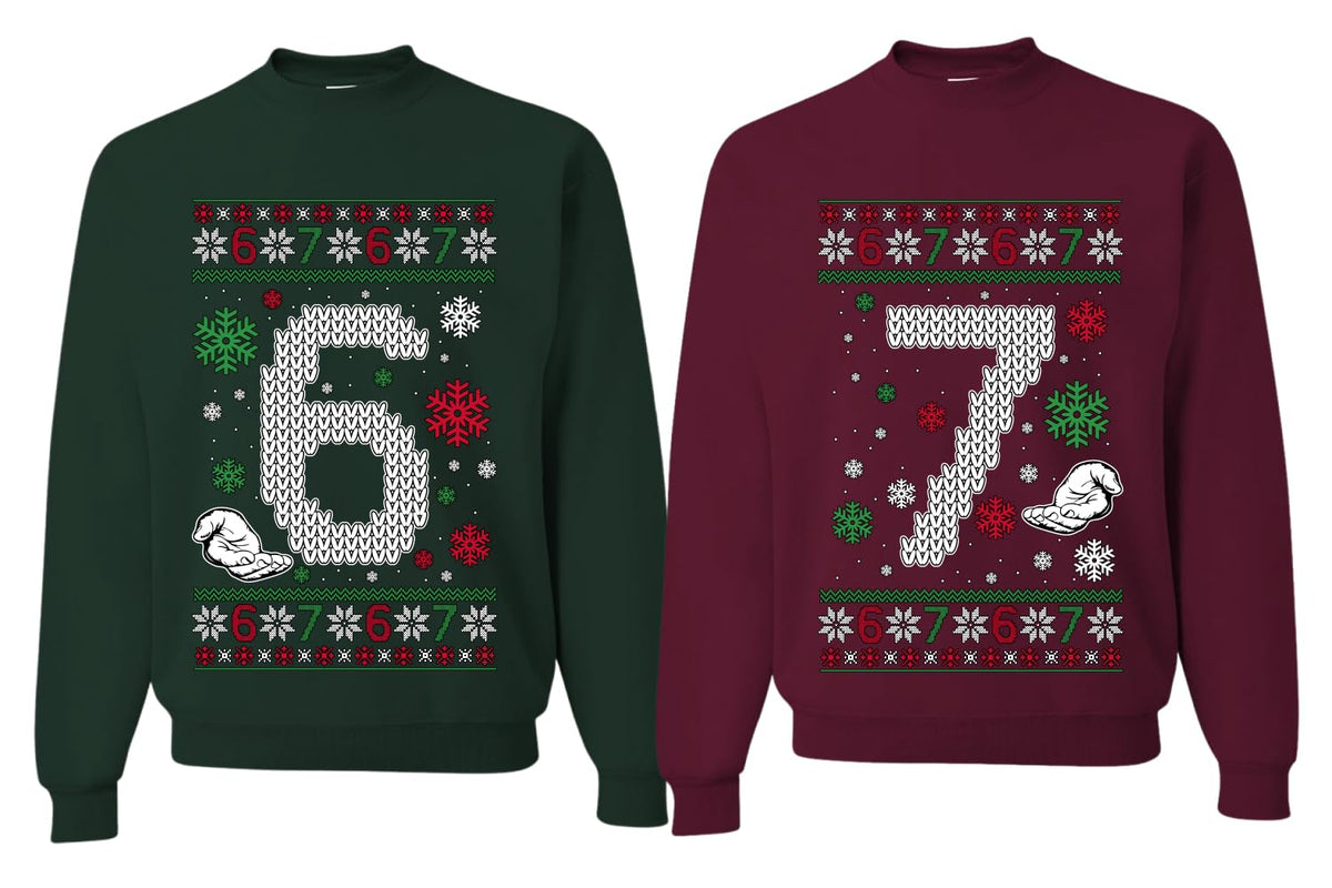 6 7 Meme Funny Matching Couple Sweatshirt Unisex Ugly Christmas Sweater