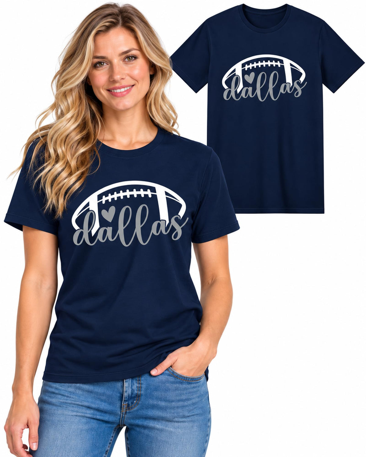 Womens Football Fan Cotton Tee Graphic We love City T Shirt