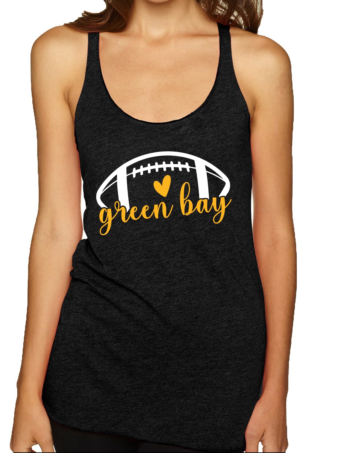 Football Hometown Fan Heart Script Writing Sports Tri-Blend Racerback Tank Top