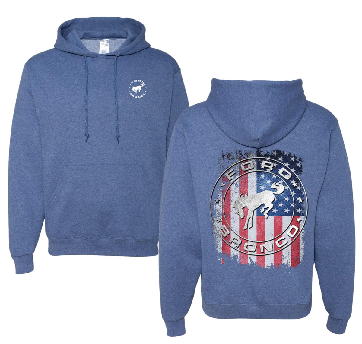 US Flag Ford Bronco Cars and Trucks Front and Back Unisex Hoodie Sweatshirt