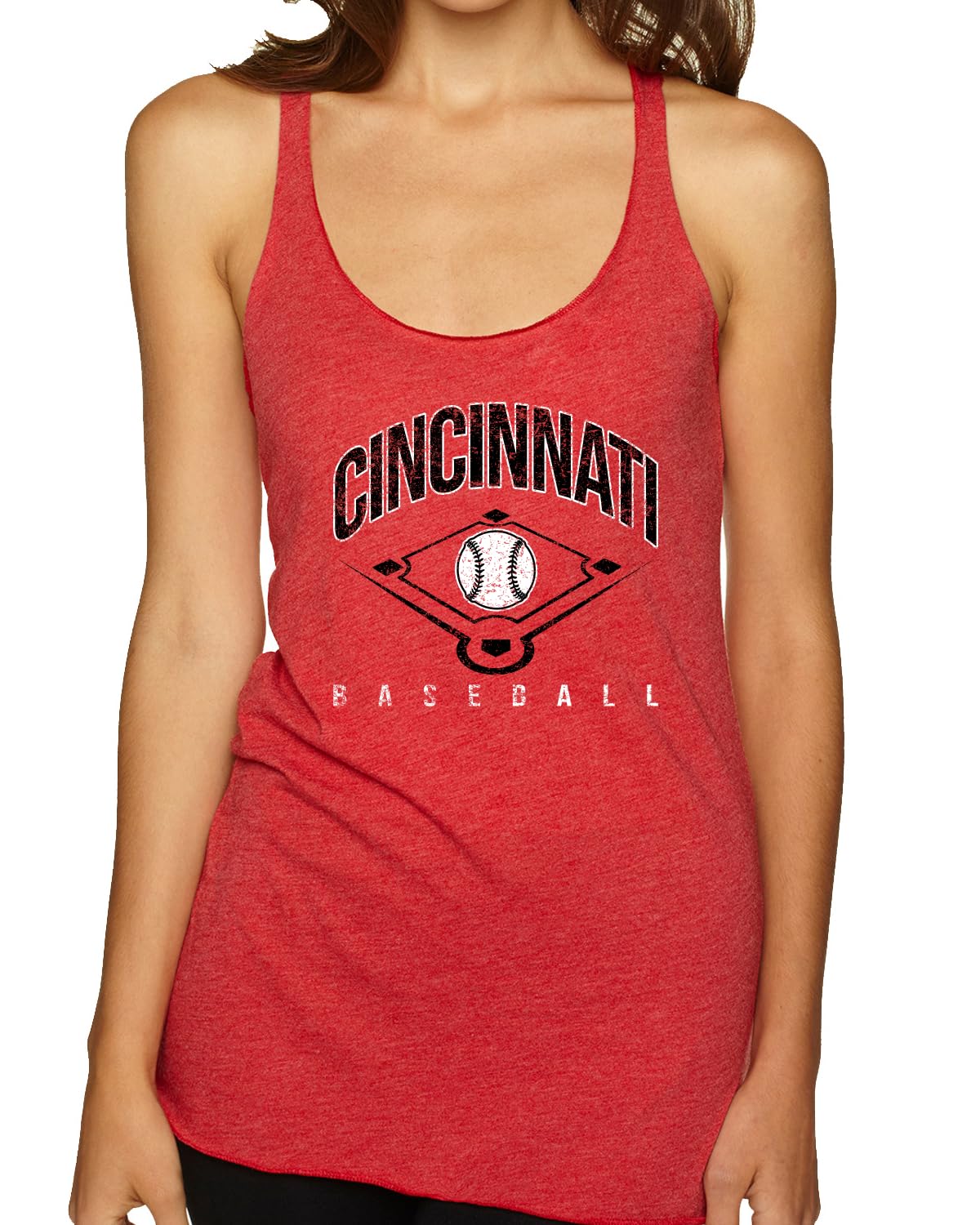 American Baseball Fan Vintage Distressed Field Sports Gift Tri-Blend Racerback Tank
