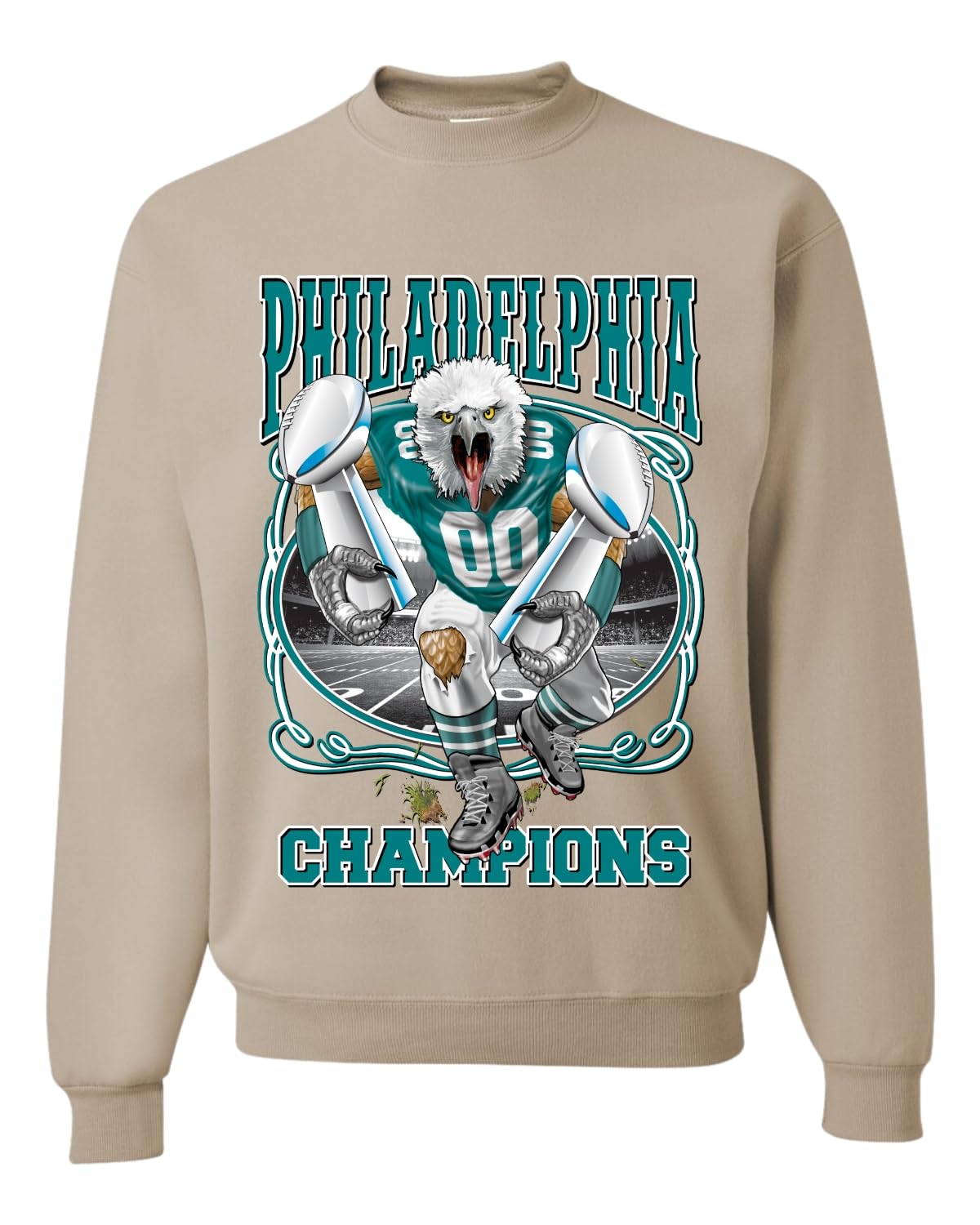 PHI Fantasy Football Sports Fan Pullover Soft Cotton Blend Graphic Unisex Crewneck Sweatshirt
