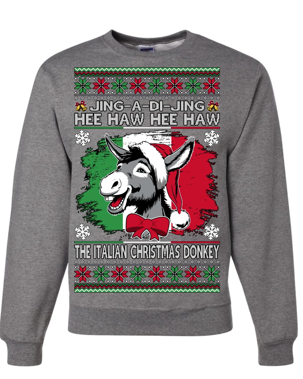 Funny Italian Christmas Donkey Ugly Christmas Sweater Crewneck Sweatshirt