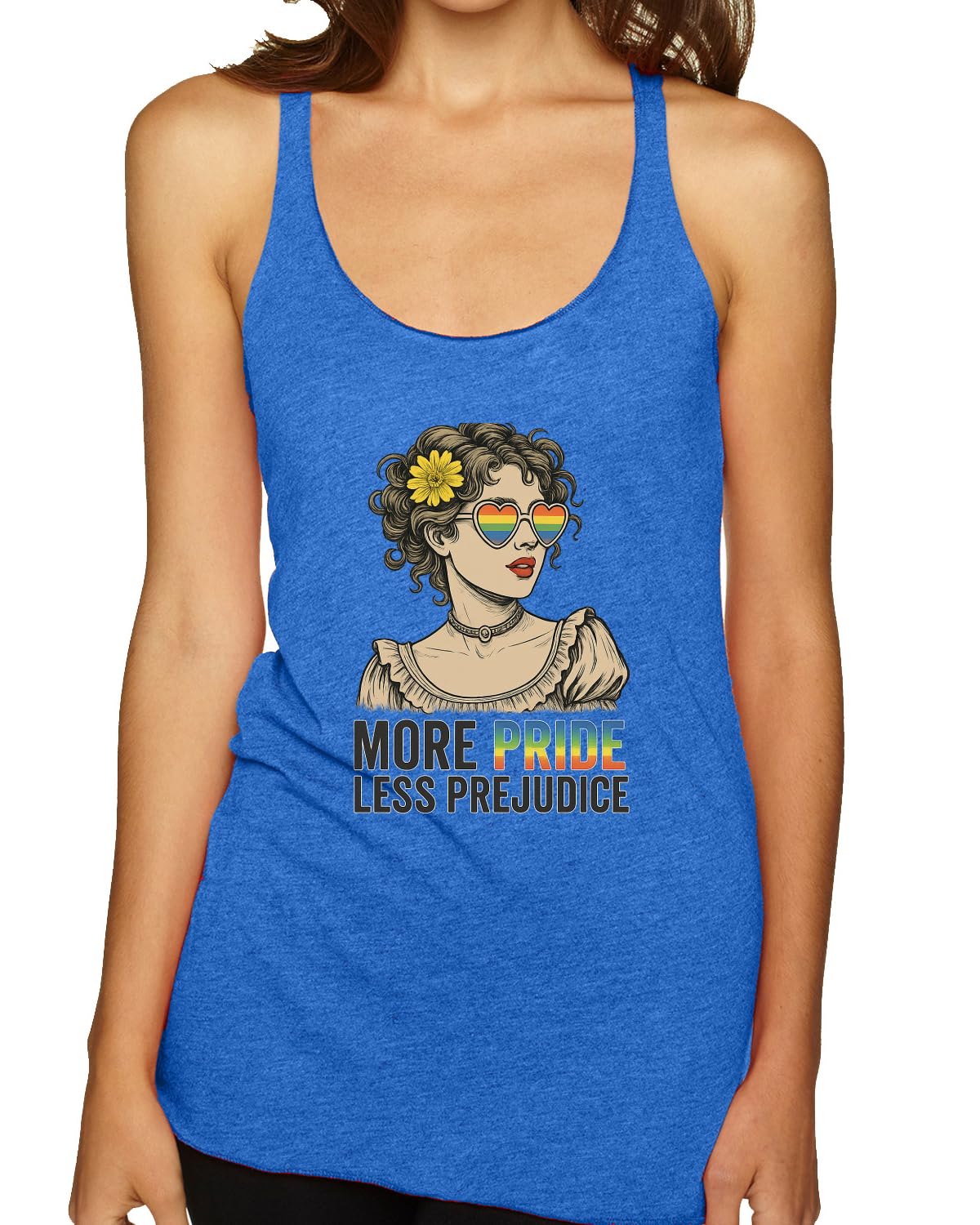 More Pride Less Prejudice Lesbian Gay Bi Trans Pride LGBT Pride Tri-Blend Racerback Tank Top