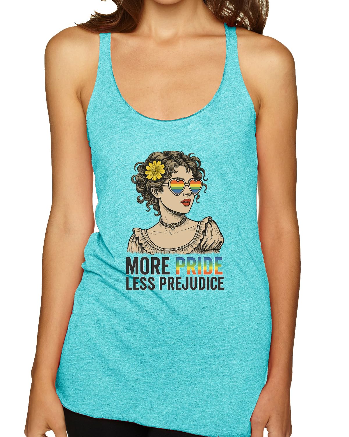 More Pride Less Prejudice Lesbian Gay Bi Trans Pride LGBT Pride Tri-Blend Racerback Tank Top