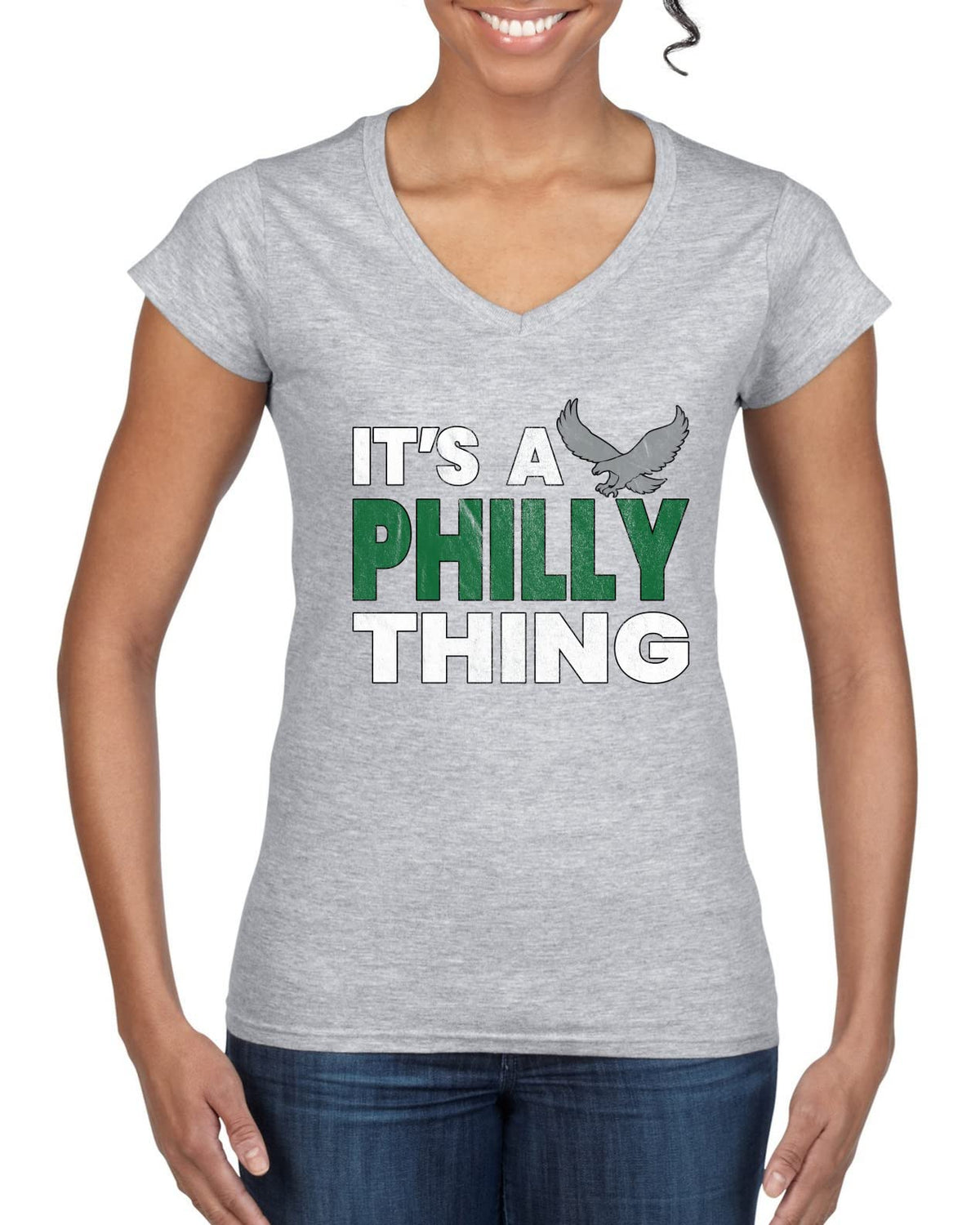 Grease The Poles Broad Street Phil Football Sports Womens Standard V-Neck Tee