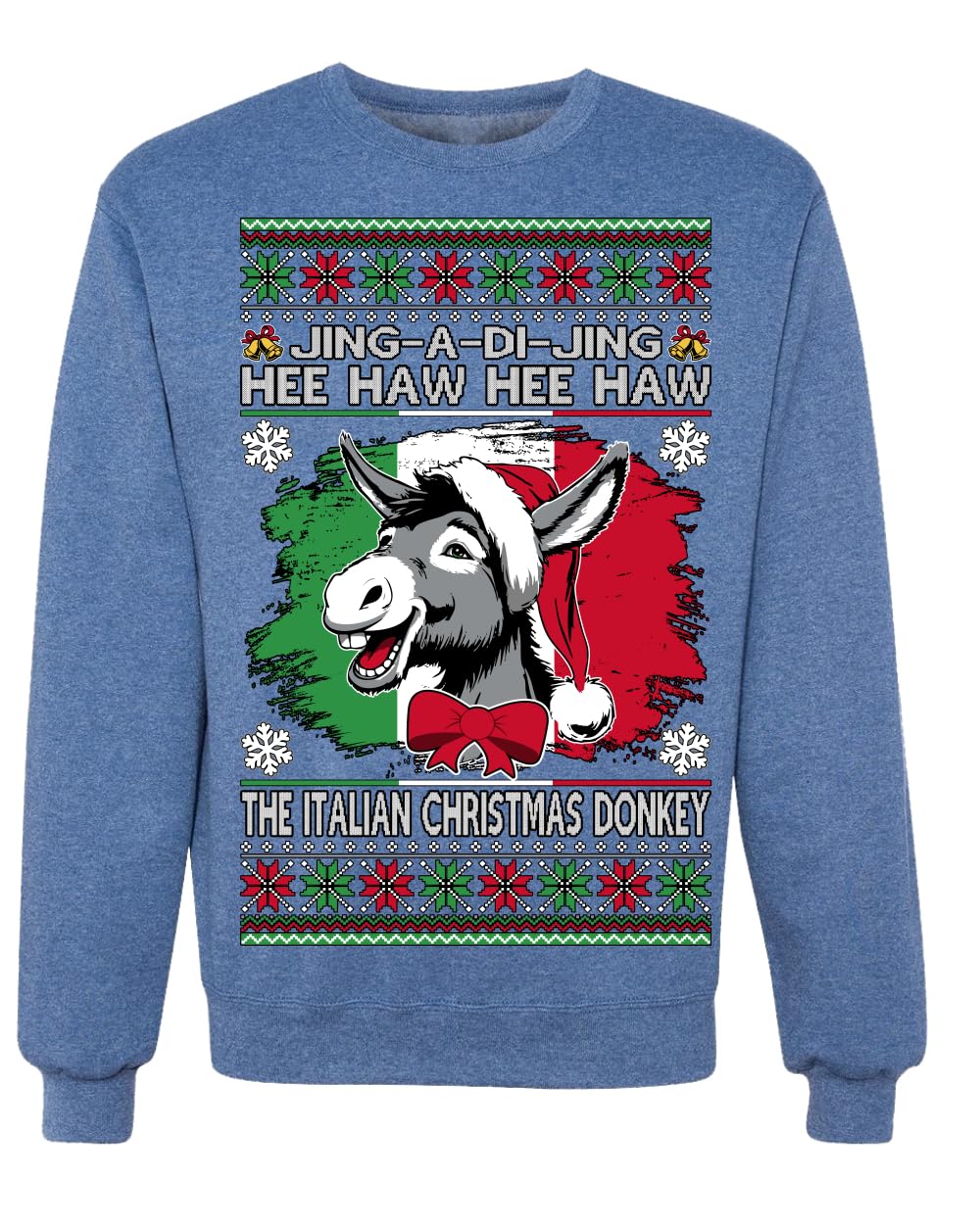 Funny Italian Christmas Donkey Ugly Christmas Sweater Crewneck Sweatshirt