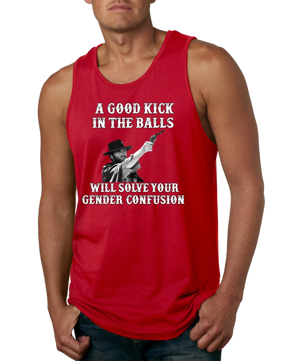 A Good Kick in The Balls Solves Gender Confusion Political Mens Tank Top