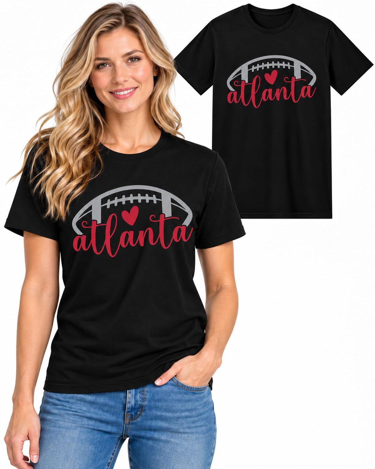 Womens Football Fan Cotton Tee Graphic We love City T Shirt