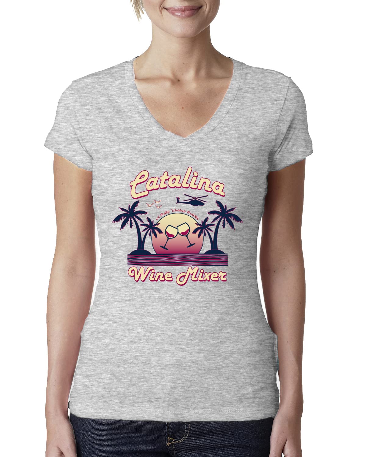 Funny Island Pop Culture Womens Junior Fit V-Neck Tee