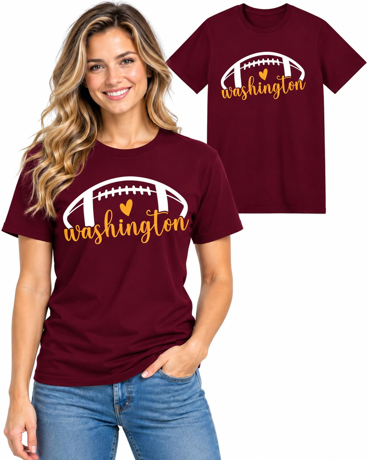 Womens Football Fan Cotton Tee Graphic We love City T Shirt