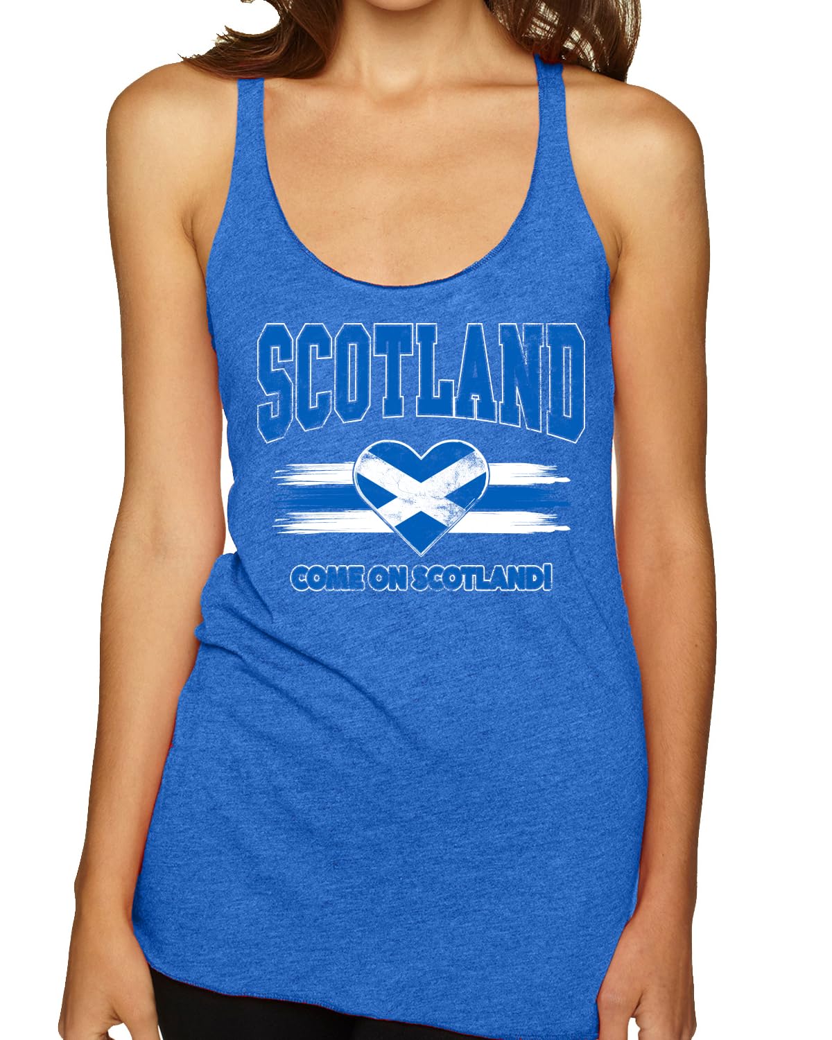 Flag Heart Soccer Fan | Women's Novelty Shirt | Game Day Gift for Her Tri-Blend Racerback Tank Top