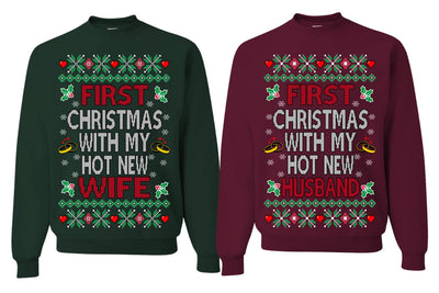 First Christmas With My Hot New Husband Wife Classic Newlywed Couple Sweatshirt