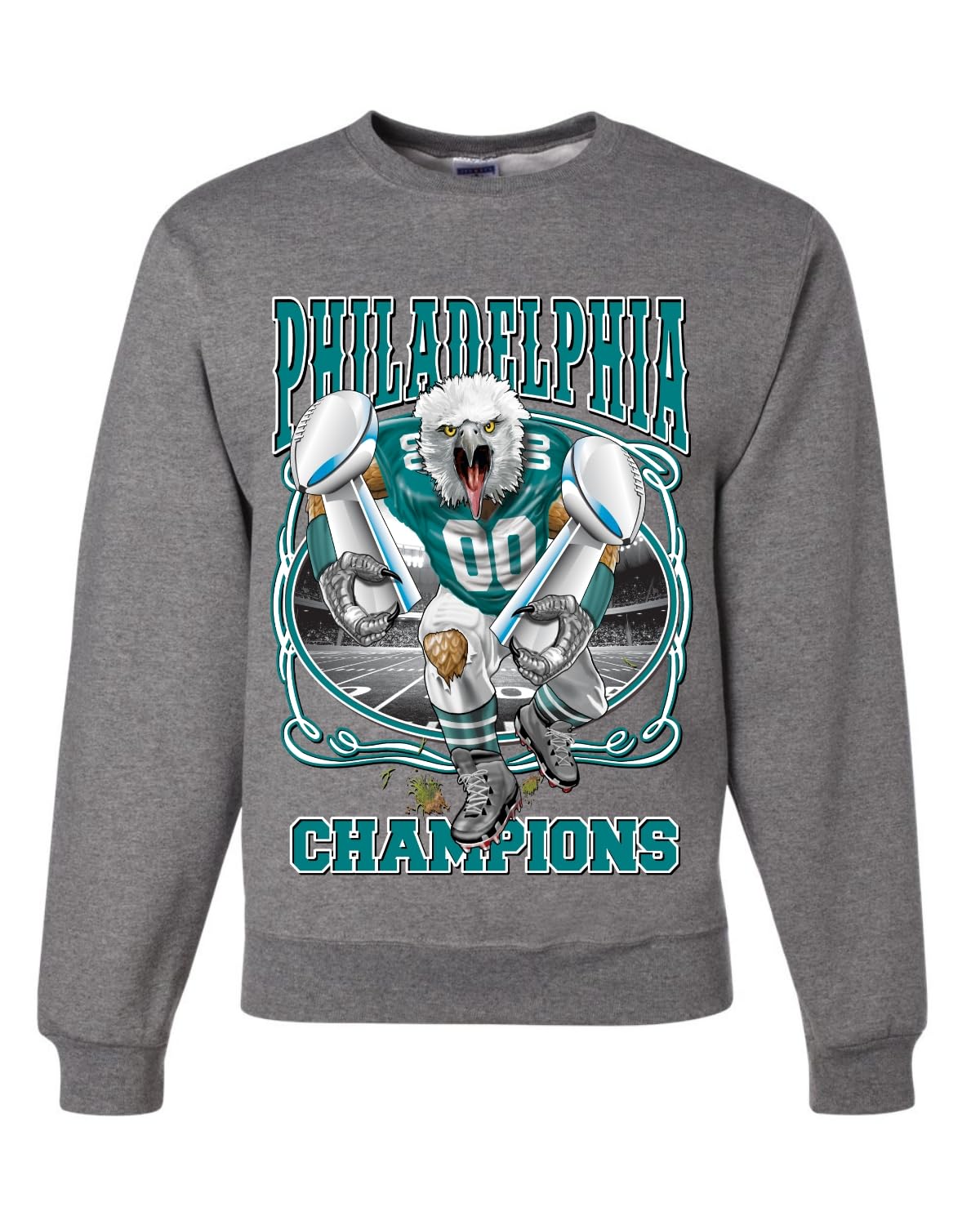 PHI Fantasy Football Sports Fan Pullover Soft Cotton Blend Graphic Unisex Crewneck Sweatshirt