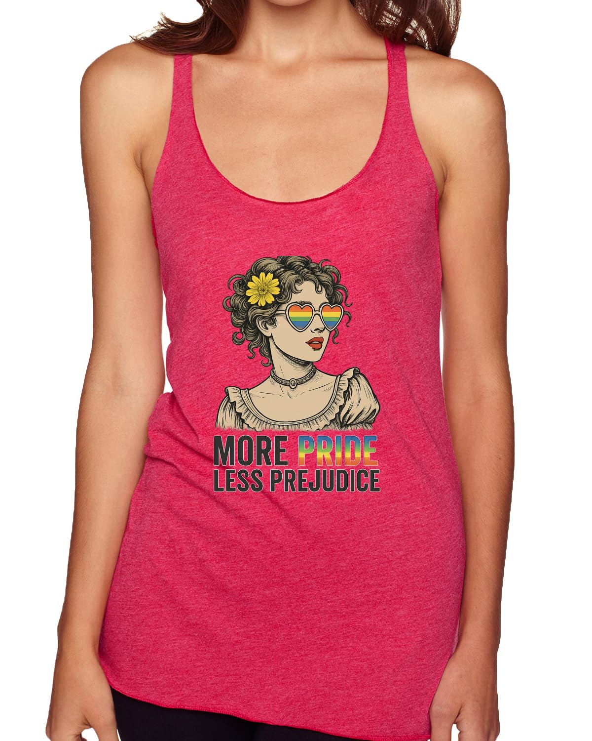 More Pride Less Prejudice Lesbian Gay Bi Trans Pride LGBT Pride Tri-Blend Racerback Tank Top