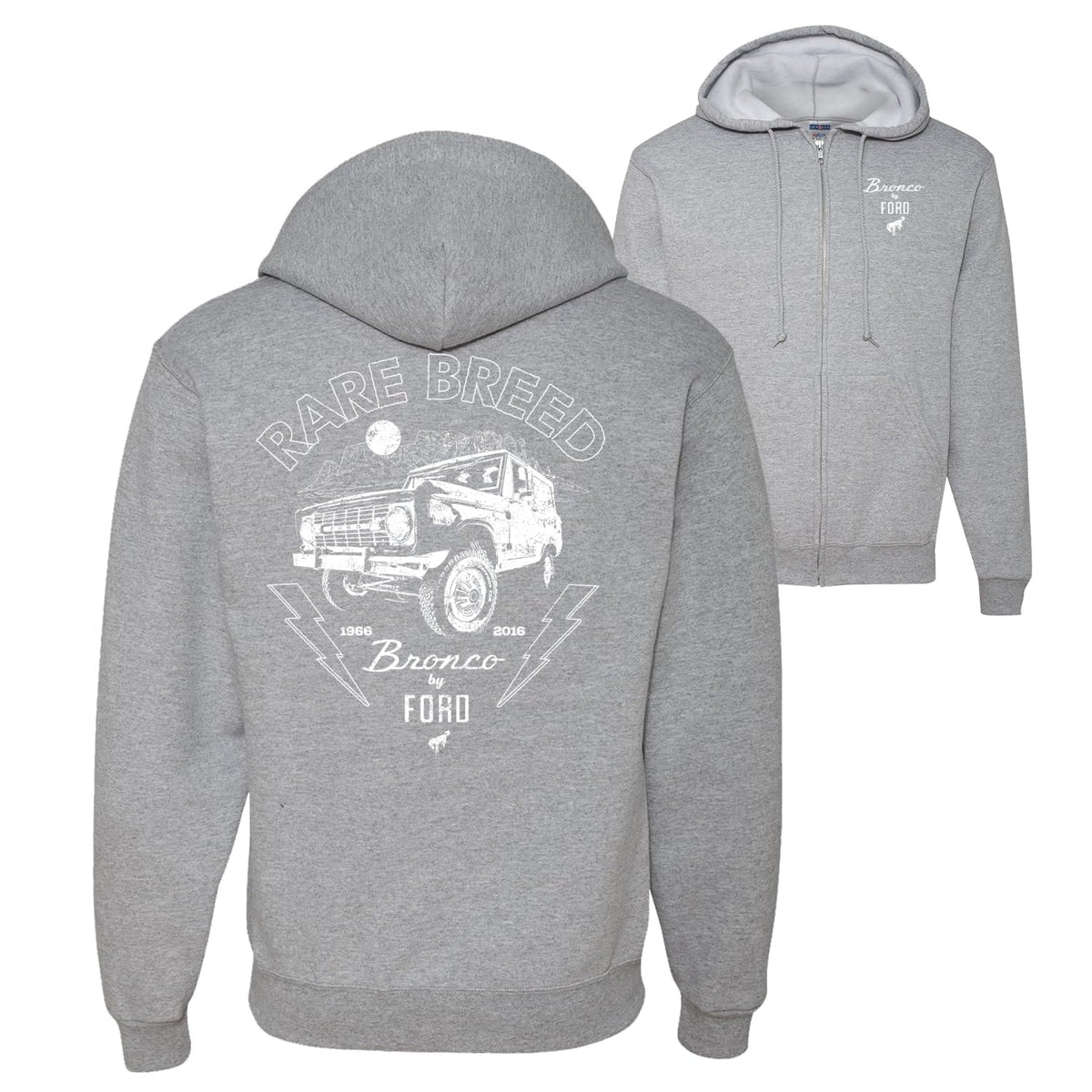 US Flag Ford Bronco Cars and Trucks Front and Back Graphic Zip Up Hoodie Sweatshirt
