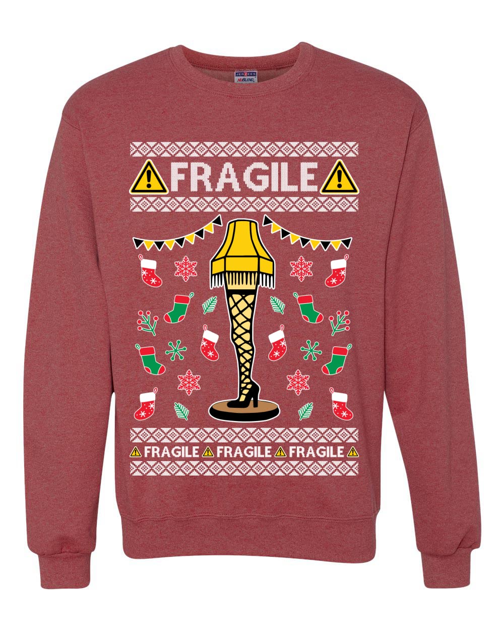 Fragile Leg Lamp Ugly Christmas Sweater Unisex Crewneck Graphic Sweatshirt